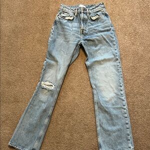 H&M Light Blue High Rise Straight Leg Jeans